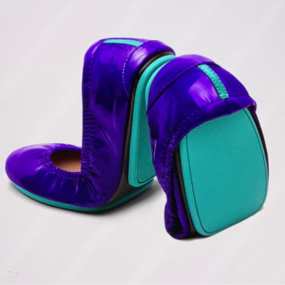 Tieks PURPLE DIAMOND LEATHER FLATS brand new in box size 10 limited edition Rare